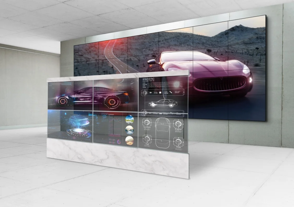 Transparent OLED automotive showroom application concept