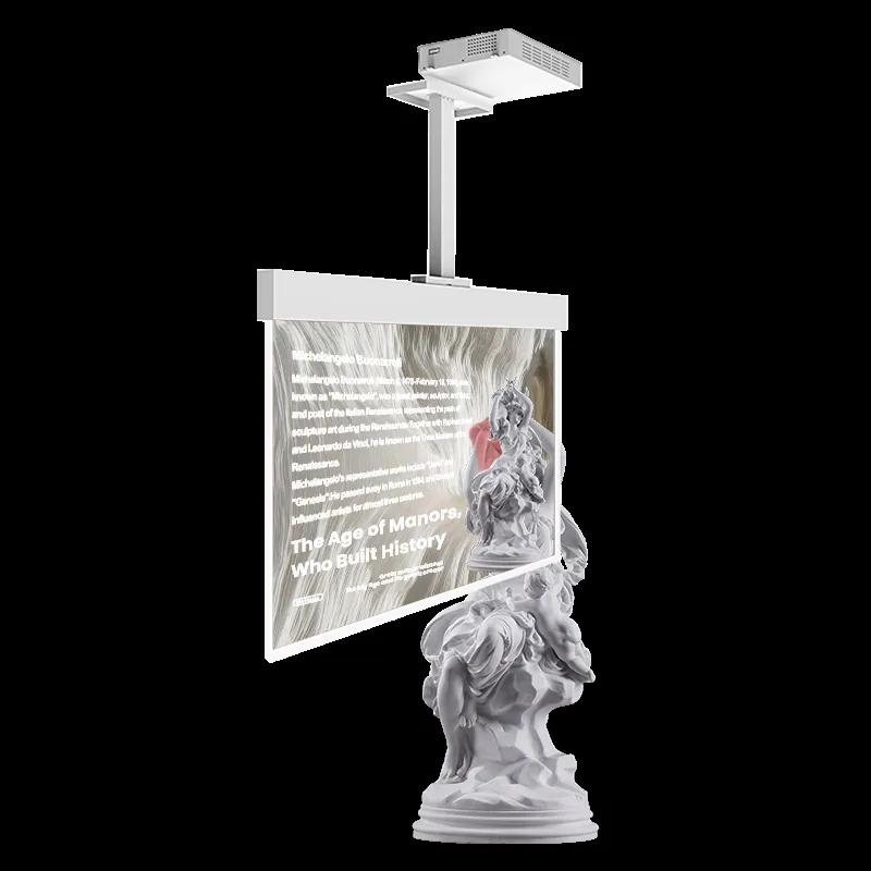 Suspended transparent OLED digital display
